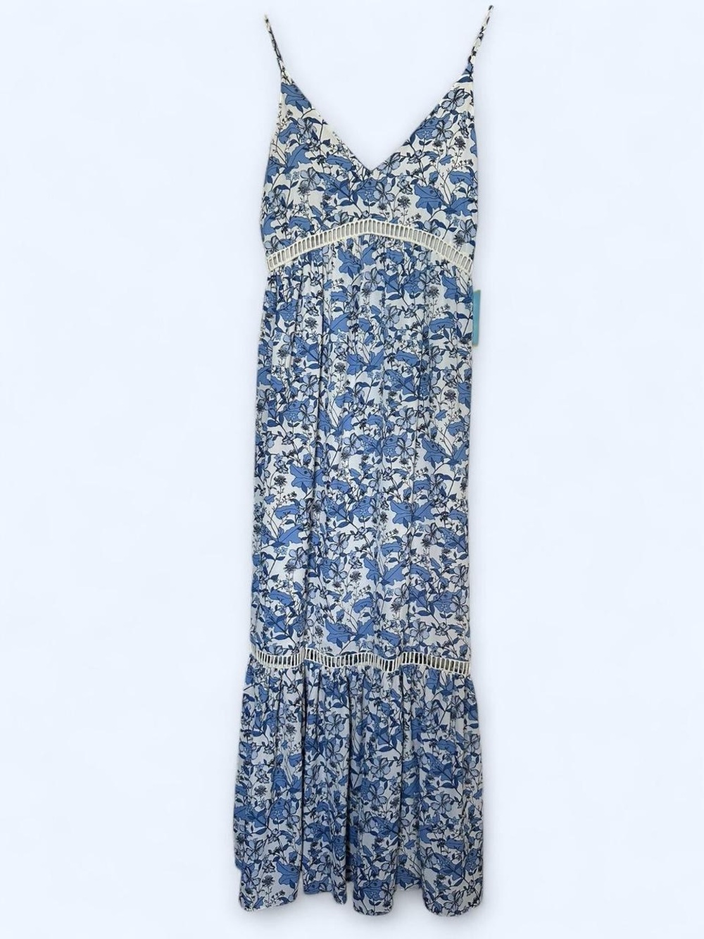 NWT CeCe Blue Floral Spaghetti-Strap Maxi Dress